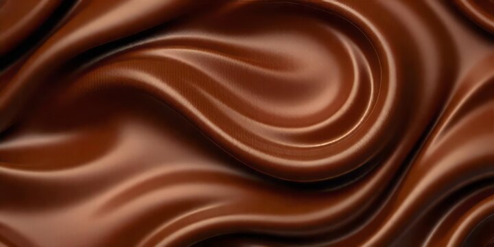 Abstract texture resembling flowing chocolate or silk with smooth and shiny undulating curves, showcasing rich and warm brown colors and creating a sense of sophistication, luxury, and indulgence.