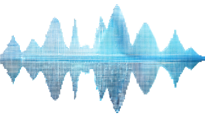  blue square pixel art equalizer wave isolated on white or transparent