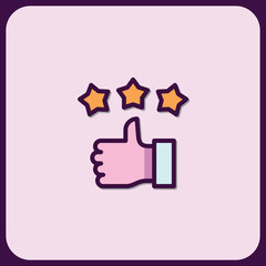 Thumbs Up with Three Stars: Positive Feedback Icon