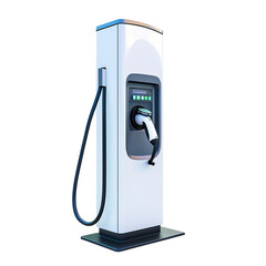 A Modern Eco Friendly Electric Car Charging Station Isolated on Transparent Background