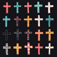 Obraz premium Modern Faith Collection A Bold Series of Elegant Cross Vector Designs Merging Artistic Spirituality with Contemporary Graphic Innovation
