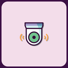 Modern Security Camera Icon Design with Signal