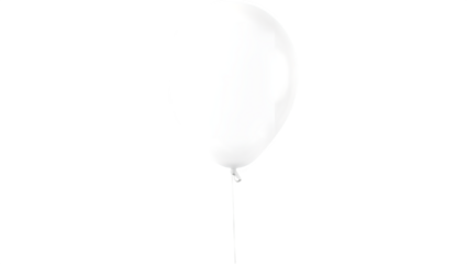 A single white balloon is suspended, showcasing its smooth surface and subtle shine.