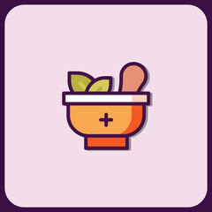 Herbal Medicine Mortar and Pestle Icon Design