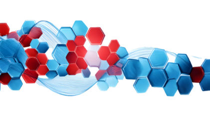 red illustration 
 blue hexagon geometrical digital tech texture background isolated on white