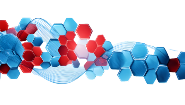 red illustration 
 blue hexagon geometrical digital tech texture background isolated on white - Powered by Adobe