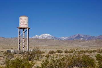 snowcapped mountain in the desert