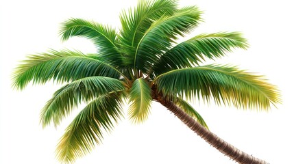 Obraz premium Lush tropical palm tree isolated on white background, perfect for travel brochures