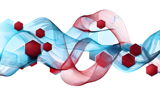 red illustration 
 blue hexagon geometrical digital tech texture background isolated on white