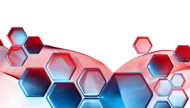 red illustration 
 blue hexagon geometrical digital tech texture background isolated on white - Powered by Adobe