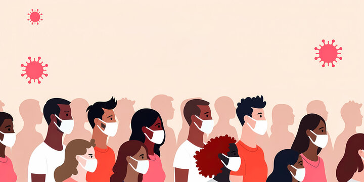 diverse people wearing protective face masks in public