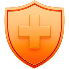 Obraz premium A stylized shield emblem featuring a cross, symbolizing protection and health.