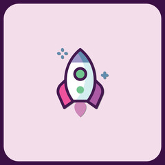 Stylish Pastel Rocket Ship Launch Icon Design