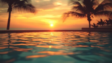 Tropical Sunset Poolside Relaxation
