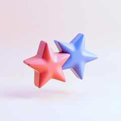 Obraz premium two glossy three-dimensional stars in coral and light blue