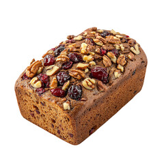 A Loaf of Cranberry Walnut Bread with Nuts Isolated on Transparent Background