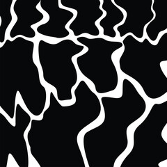 Cute Cow Print Seamless Background Black and White Animal Spots for Surface Design