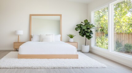Modern Bedroom Interior with Large Windows