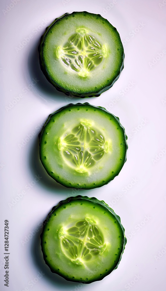 Aufkleber unique arrangement of cucumber rounds resembling a clover design for a fresh culinary touch
