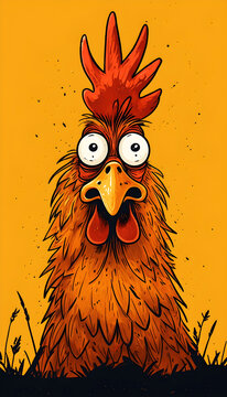 Whimsical and funny farm animal portrait - Rooster