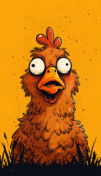 Whimsical and funny farm animal portrait - Chicken