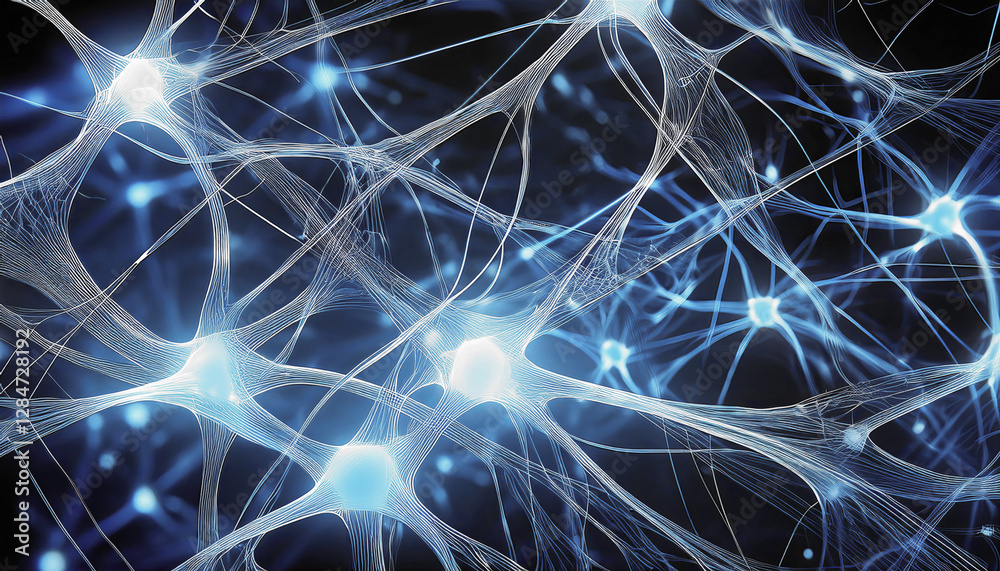 Poster Intricate Web of Neurons Showcasing Complex Connections and Vibrant Activity