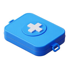 Blue first aid kit emergency medical supplies healthcare safety equipment box aid kit health wellness icon