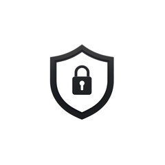 shield with lock symbol, security emblem, high quality png isolated on transparent background