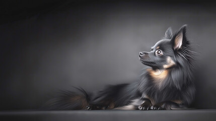 black dog on a black background