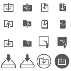 Download and upload icon. Download icon files. Software download icon . Web icon set . Icons collection. Vector illustration.