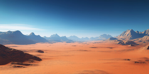 Fototapeta premium Discovering the beauty of barren red planet landscape with majestic mountains