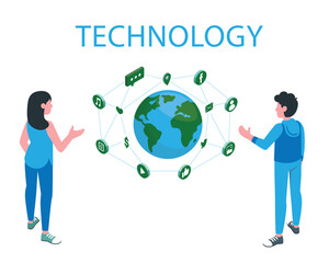 social media Connected world technology. Online world. people communication.