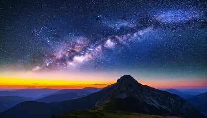 night landscape with colorful milky waynbeautiful mountain starry sky with milky way space background