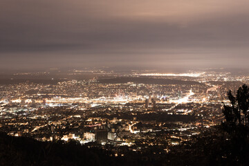 Night View of a City from a Hilltop, Zurich, Switzerland