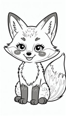 Fototapeta premium Whimsical fox illustration for children's coloring books, bringing a touch of nature and fun to creative time and imaginative play.