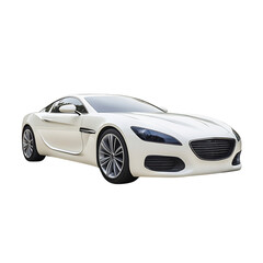 Luxury Sports Sedan in White Isolated on Transparent Background