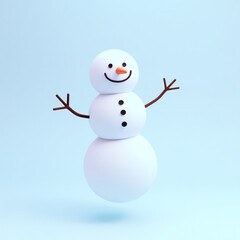 cheerful snowman on a light blue background