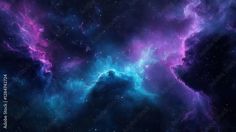 Wall mural cosmic dreams abstract space background with swirling nebulas and shimmering star clusters in deep p