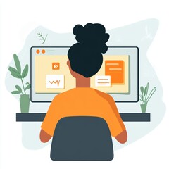 A person working at their computer 