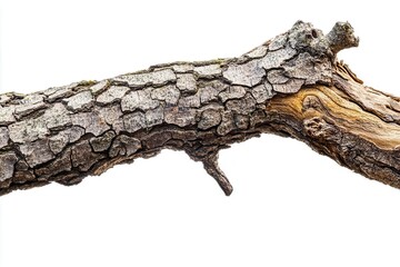 Fototapeta premium Dead Twisted Ancient Tree Branch with Deep Textured Bark Pattern and Intricate Wood Details Perfect for Natural Design Elements