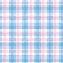 Seamless fabric texture. Gingham soft pink & soft blue wallpaper. Seamless fabric texture
