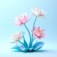 Fototapeta premium four pastel pink and white lotus flowers in a serene arrangement