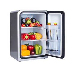 A Stylish Compact Mini Fridge with Adjustable Shelf Isolated on Transparent Background