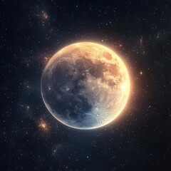 Obraz premium Ethereal Glowing Moon Phase with Luminous Corona Against Deep Space Background
