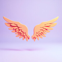 Obraz premium pair of wings on lilac background