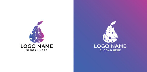 fruit vector logo with colorful technology concept
