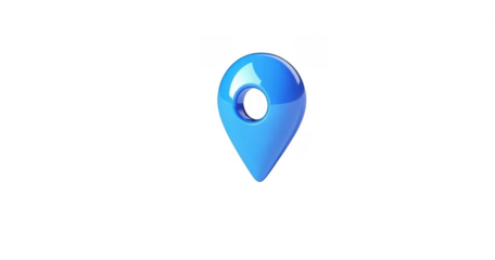 Blue location 3d icon marker or route gps position navigator sign and travel navigation pin road map pointer symbol isolated on white street address background with point direction discovery tracking.