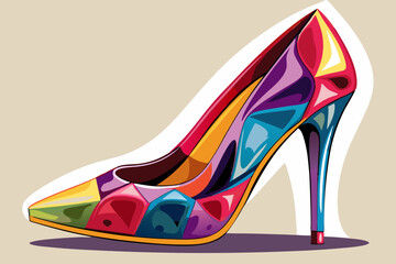 vector of Women's shoes with high heels