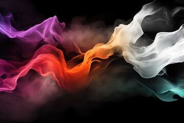 Fototapeta premium Colorful abstract smoke swirls on black background