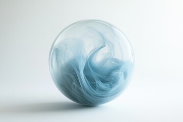 A translucent sphere encapsulates swirling, ethereal, light-blue smoke-like wisps.